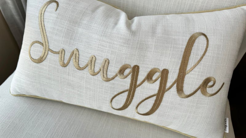 YugTex Romantic Couple Love Sentiment Embroidered Decorative Sayings Lumbar Accent Throw Pillowcase - Snuggle Phrase Decor for Wedding, Anniversary, Valentine - 12x20 Inches, Ivory - Image 5